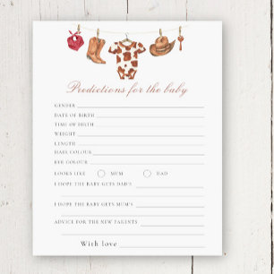 Papier Baby-shower cow-boy - prédictions et conseils bébé