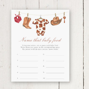 Papier Baby shower cowboy - Devinez la nourriture pour bé