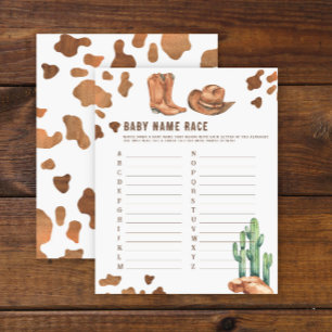 Papier Baby shower cowboy - Jeu de pari sur le nom de béb