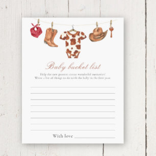 Papier Baby shower cowboy - Liste de choses à faire pour