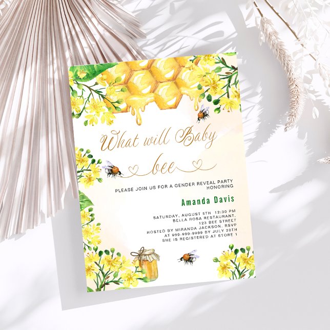 Papier Baby shower d'abeilles jaune fleuri sexe révéler b (Créateur téléchargé)