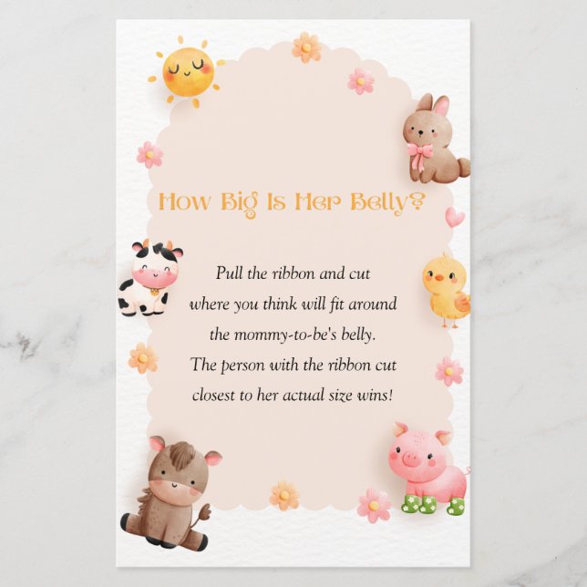 Papier Baby shower D'Animaux Agricoles Jeu La Grosse Tail (Devant)