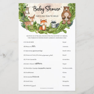 Papier Baby shower d'animaux des bois autour du monde