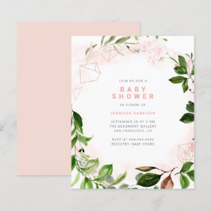 Papier Baby shower d'aquarelle budgétaire Blush & Greener