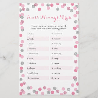Papier Baby shower d'argent rose terminer le jeu de mots
