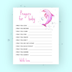 Papier Baby-shower dauphin rose - prières pour bébé