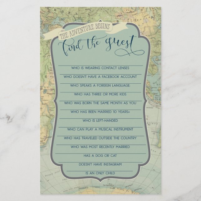 Papier Baby shower d'aventure Jeu Trouvez l'invité (Devant)