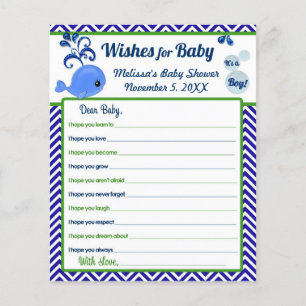 Papier Baby shower de baleine bleue Voeux pour conseil bé