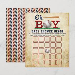 Papier Baby shower de baseball vintage Boys Bingo