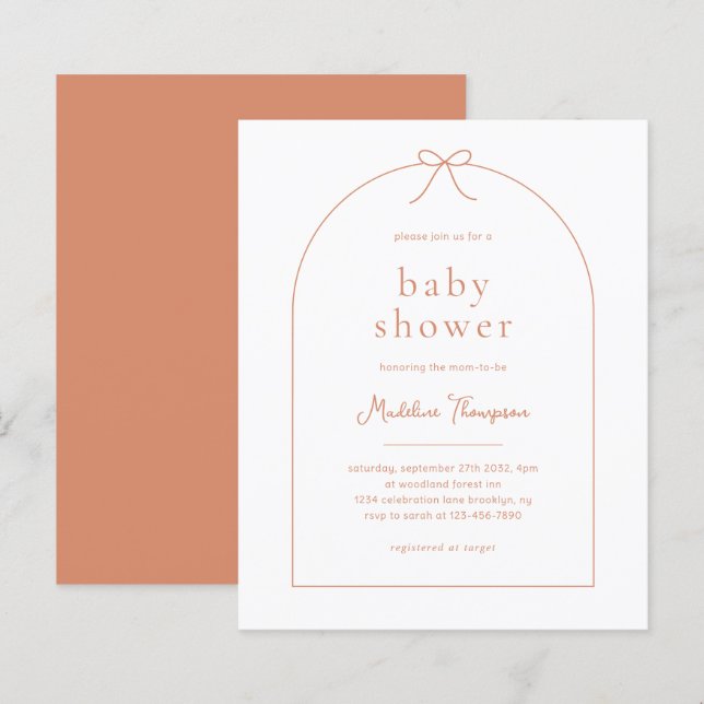 Papier Baby shower de béquille en ruban en terre cuite à  (Devant / Derrière)