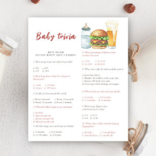 Papier Baby shower de bière - Baby Trivia jeu