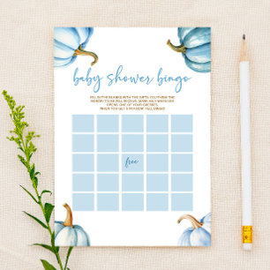 Papier Baby shower de Bingo Automne Citrouille Bleu Jeu