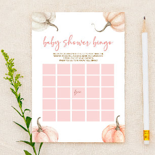 Papier Baby shower de Bingo d'automne Citrouille rose