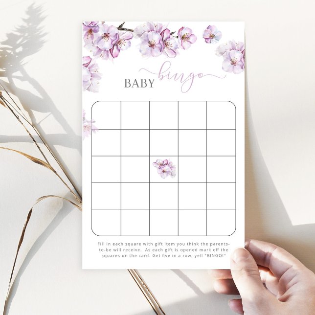 Papier Baby shower de bingo de fleurs de cerisier d'aquar (Créateur téléchargé)