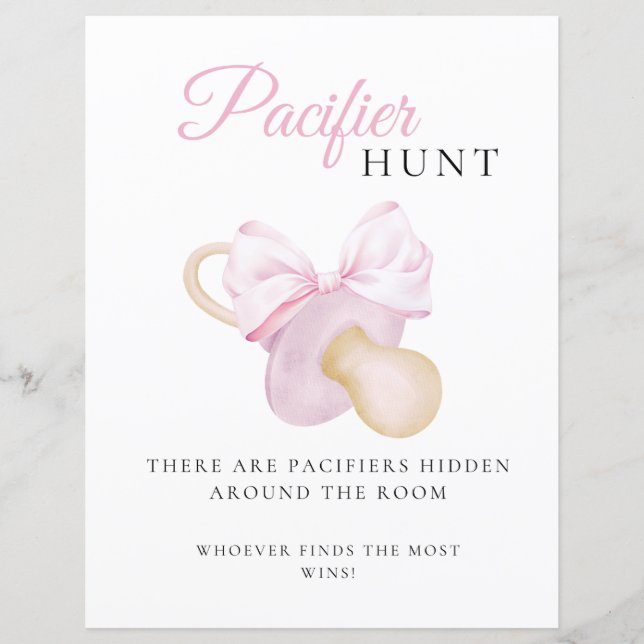 Papier Baby shower de Bow rose Pacifique Chasse Jeu (Devant)