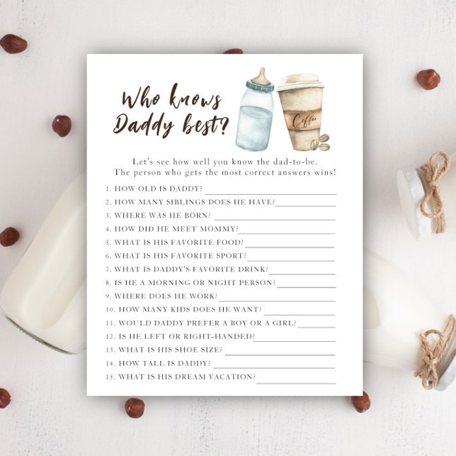 Papier Baby shower de brasserie - Jeu Qui connaît le mieu (Créateur téléchargé)