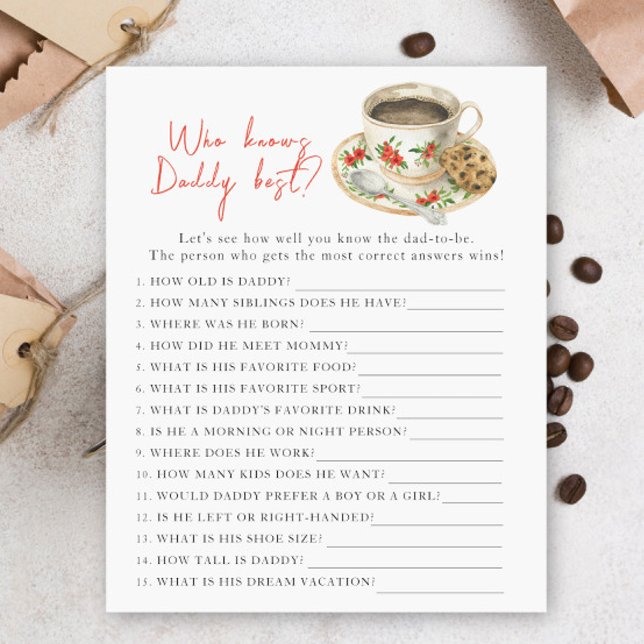 Papier Baby shower de brasserie - Jeu Qui connaît le mieu (Créateur téléchargé)