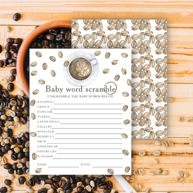 Papier Baby shower de café - Mot de bébé Scramble (Créateur téléchargé)