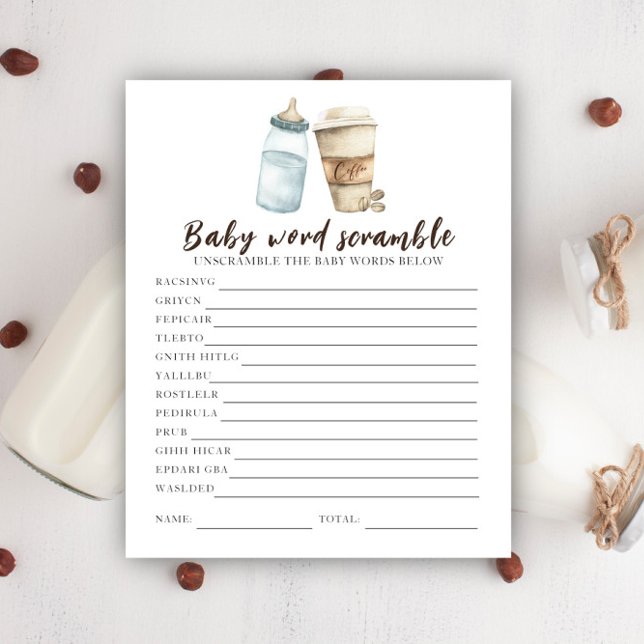 Papier Baby shower de café - Mot de bébé Scramble (Créateur téléchargé)
