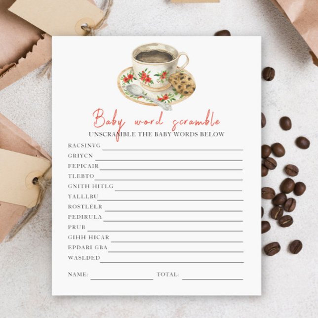 Papier Baby shower de café - Mot de bébé Scramble (Créateur téléchargé)