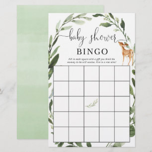Papier Baby shower de cerfs de bois bingo verdure