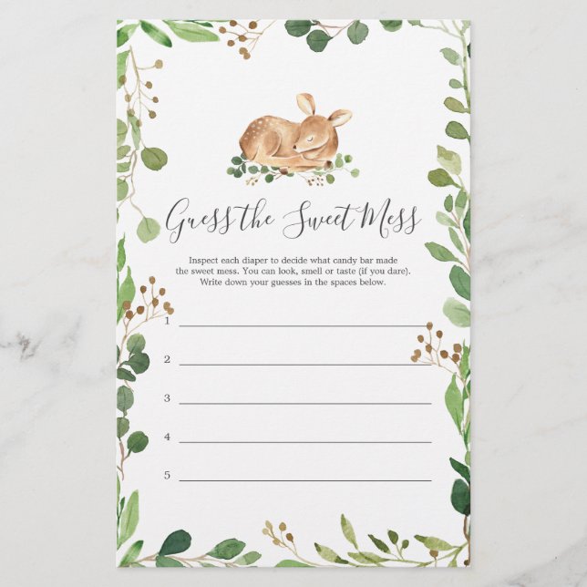 Papier Baby shower De Cerfs Devine Le Mess Doux (Devant)