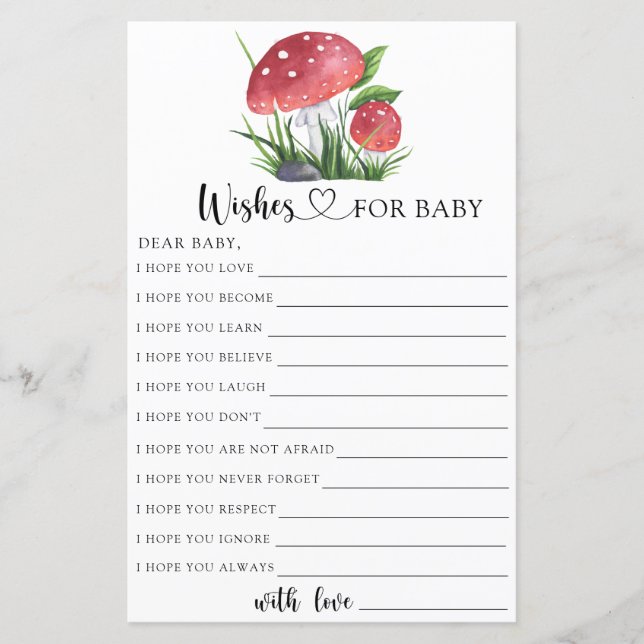 Papier Baby shower de champignons de automne Voeux pour b (Devant)