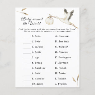 Papier Baby shower de cigogne - Bébé autour du monde jeu