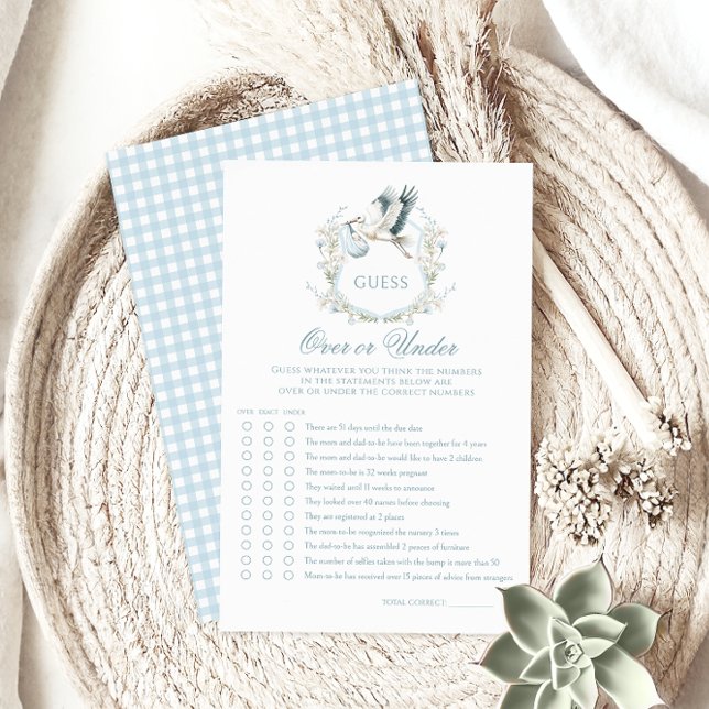 Papier Baby shower de cigogne bleu clair au-dessus ou au- (Créateur téléchargé)