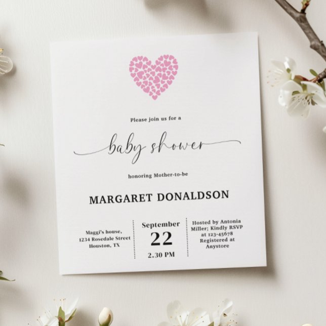 Papier Baby shower de coeur rose pâle du budget (Créateur téléchargé)
