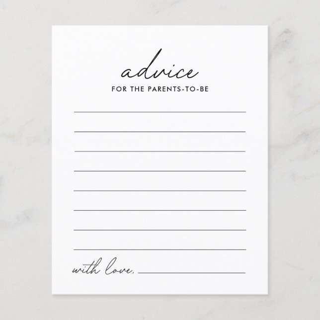 Papier Baby shower de conseil minimaliste noir et blanc (Devant)