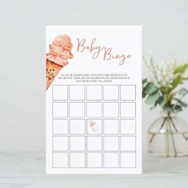 Papier Baby shower de crème glacée Bingo (Debout devant)