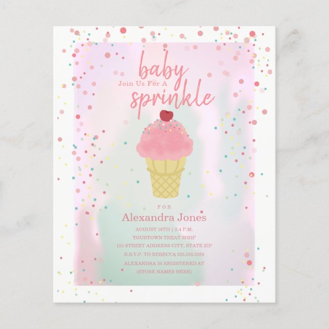 Papier Baby shower de crème glacée rose pour bébé budget (Devant)