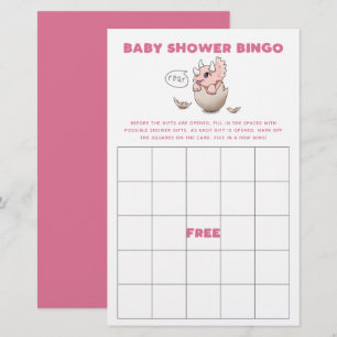 Papier Baby shower de dinosaure rose Jeu de Bingo