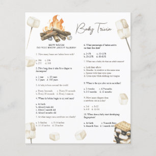 Papier baby shower de feu de camp - Baby Trivia Jeu