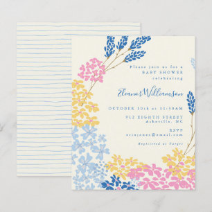 Papier Baby shower de fleurs bleues jaunes mignonnes du b