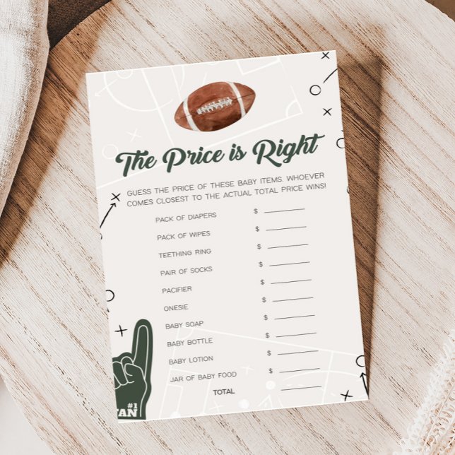 Papier Baby shower de football Le prix est le bon jeu (Football Sports Baby Shower The Price is Right Game)