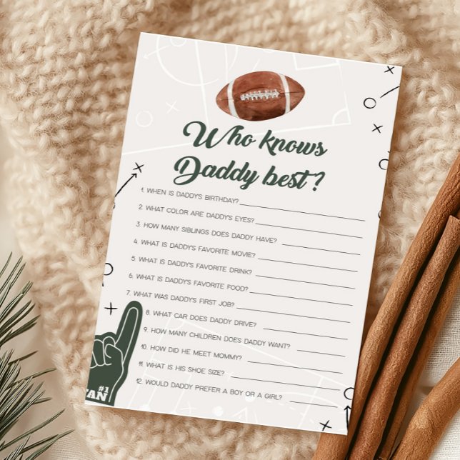 Papier Baby Shower de Football Qui connaît le mieux Papa  (Football Sports Baby Shower Who knows Daddy Best Game)