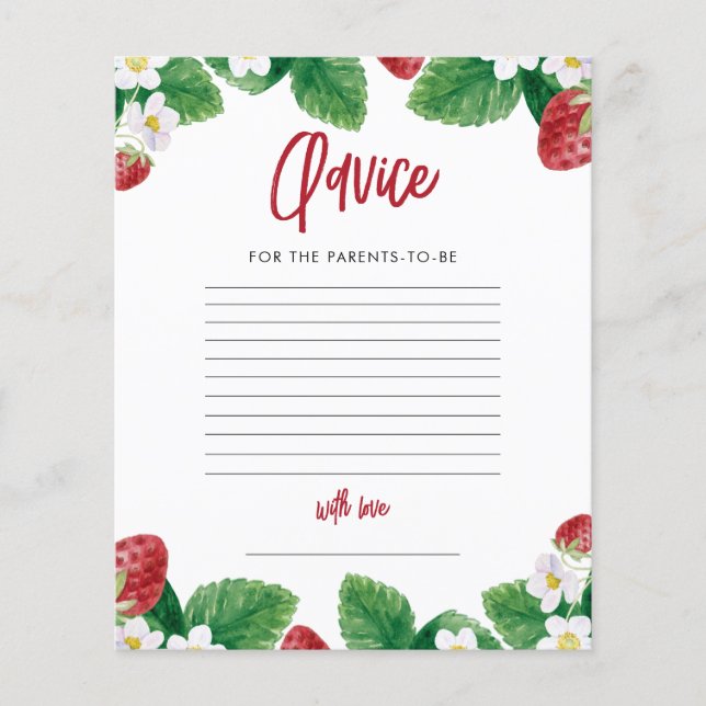 Papier Baby shower de fraise d'été Conseil Jeu (Devant)