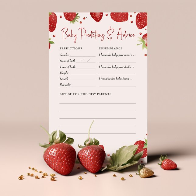 Papier Baby shower de fraise Jeu Prédictions Conseils (Créateur téléchargé)