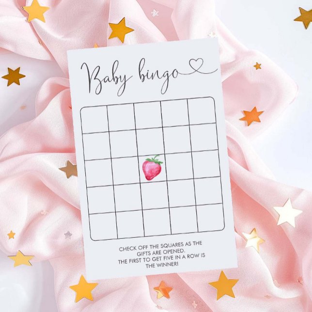 Papier Baby shower de fraises Jeu de Bingo (Créateur téléchargé)