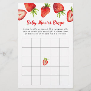 Papier Baby shower de fraises Jeu de Bingo