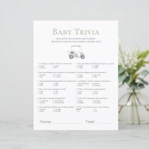 Papier baby shower de golf vert sauge jeu trivia
