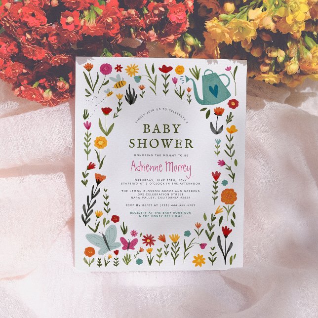 Papier Baby shower de jardin à papillons de printemps Bud (Créateur téléchargé)