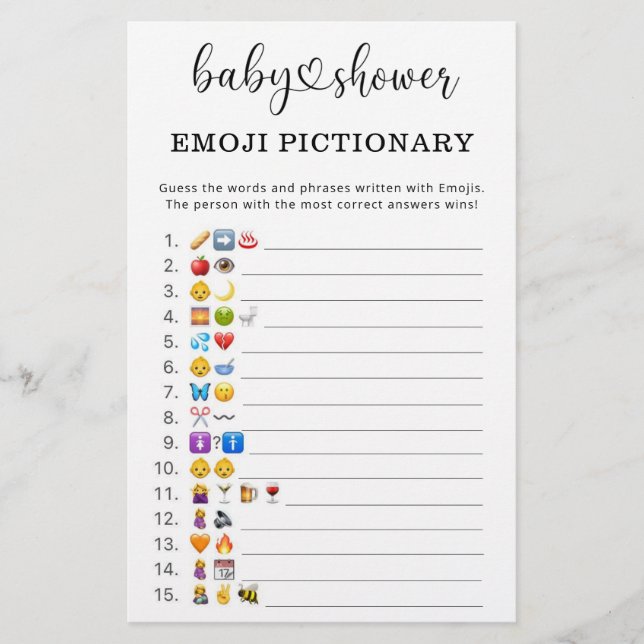 Papier Baby shower de jeu photo Emoji (Devant)
