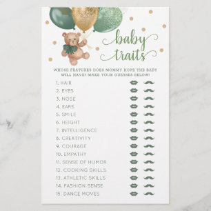 Papier Baby shower de jeu Teddy Bear Baby Traits