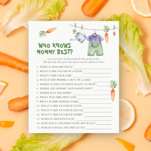 Papier Baby shower de légumes - Qui connaît maman mieux