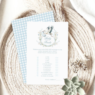 Papier Baby shower de livraison de la cigogne bleue migno