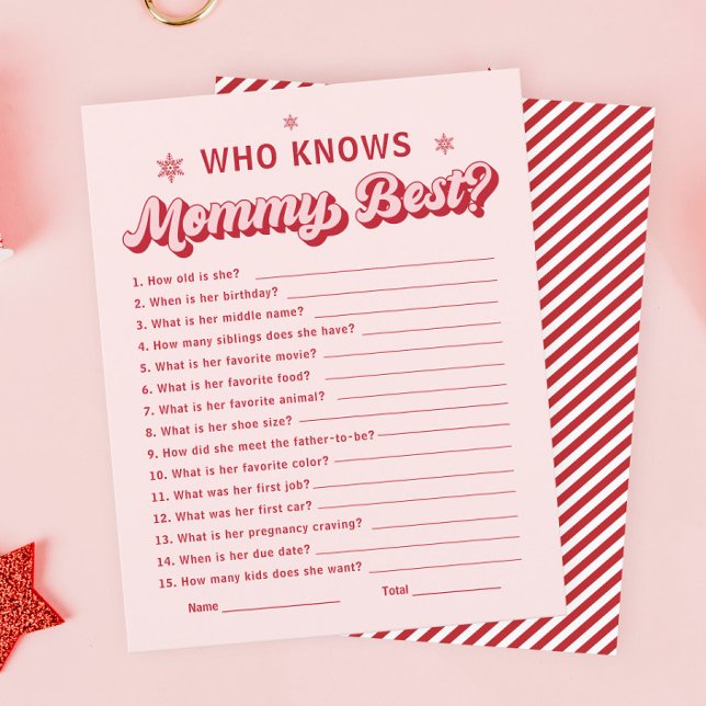 Papier Baby shower de Noël Jeu qui connaît maman mieux (Créateur téléchargé)