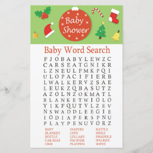 Papier Baby shower de Noël Mot de recherche Jeu